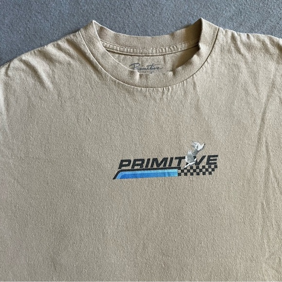Primitive Skateboarding Racing T-Shirt Men’s Medium Tan Short Sleeve Cotton Tee - Picture 4 of 7